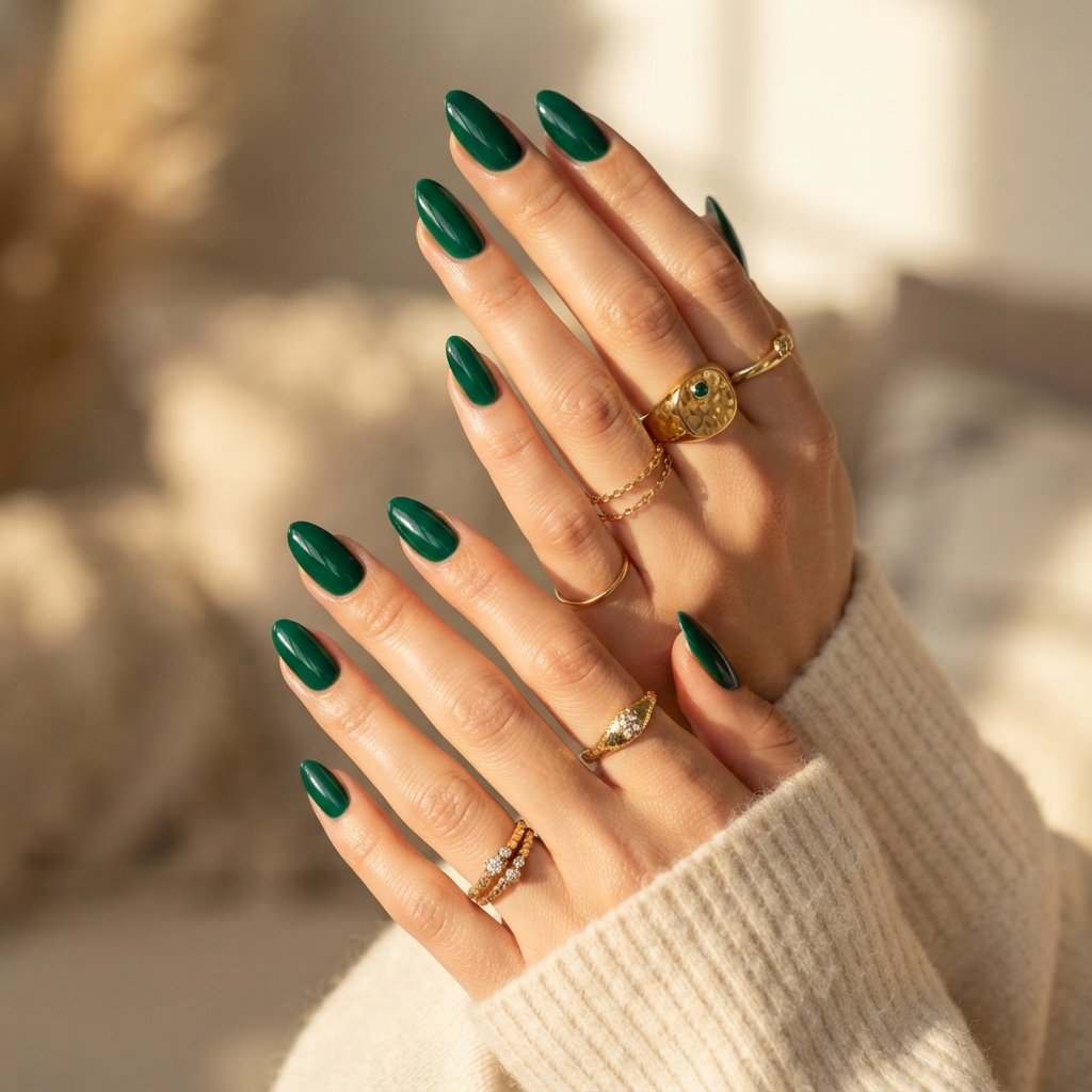 21 September Almond Nails That Make Your Hands Look Elegant 19 Emerald Almond Nails