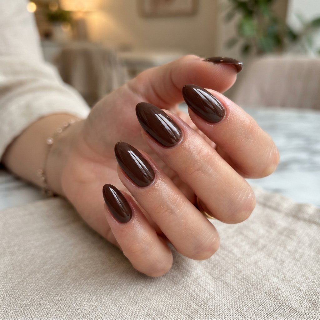 22 Fall Nail Inspiration Ideas You Need to Save Before Your Next Mani 16 Espresso Brown Polish