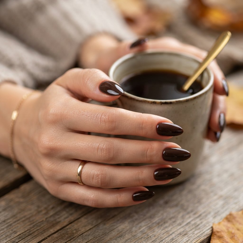 23 Simple Fall Nail Designs That Look Effortlessly Chic 14 Espresso Brown Nails