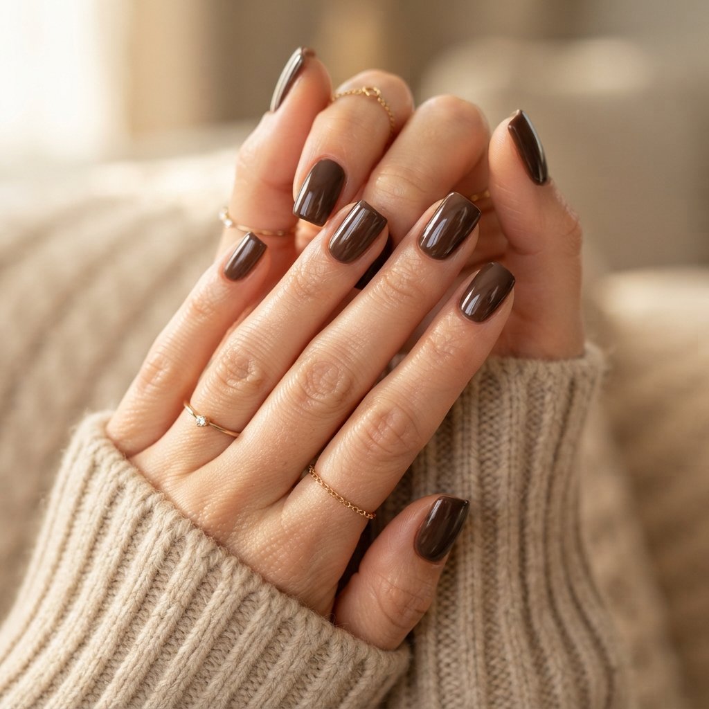 Glossy Espresso Square Nails