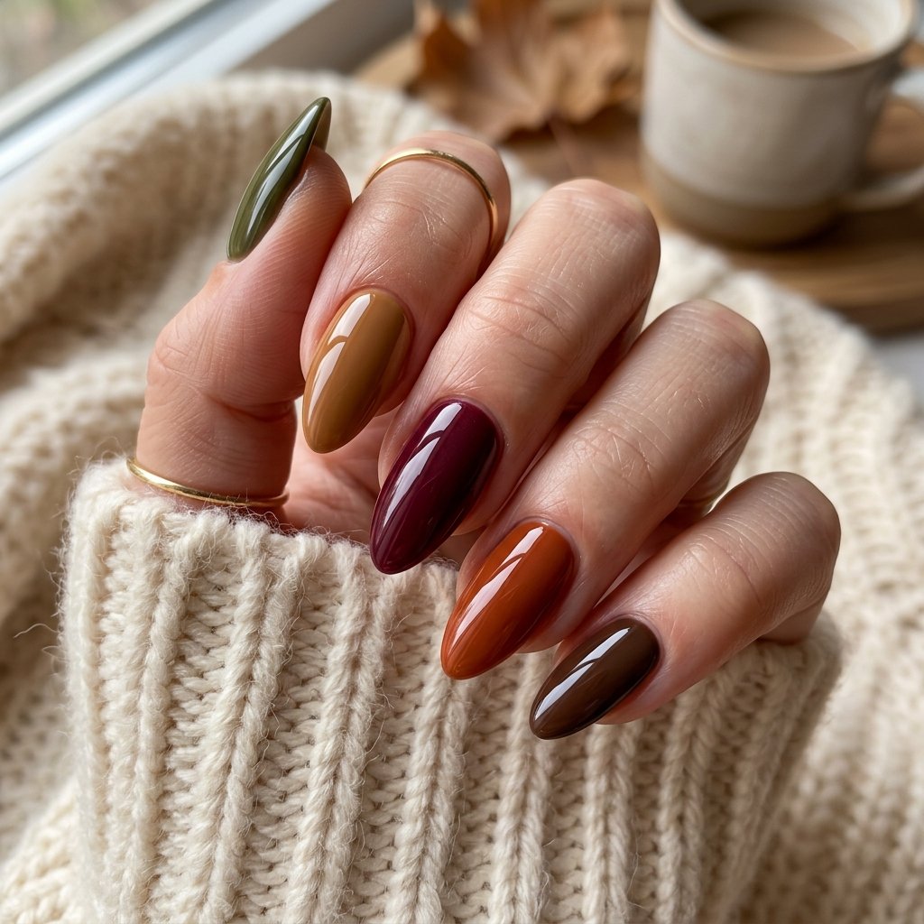 21 Fall Nail Designs You'll Want to Copy This Season 22 Mixed Autumn Palette Nails