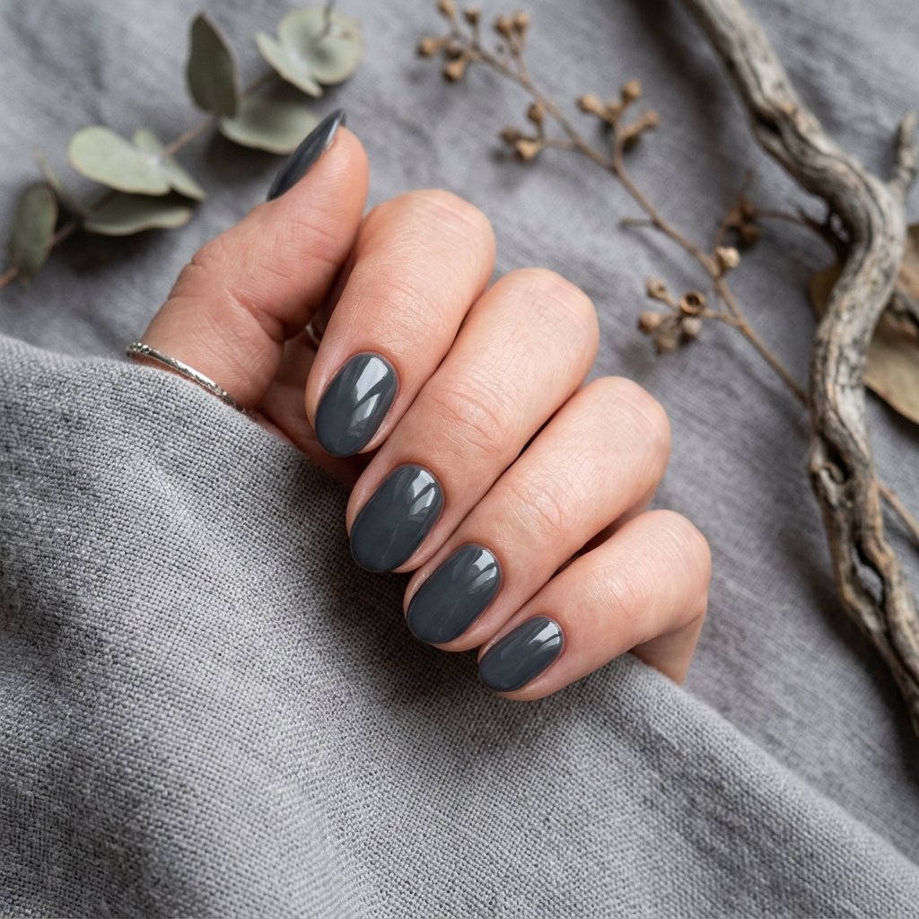 17 Fall Nail Colors That Will Make Your Manicure Look Expensive 10 Charcoal Gray