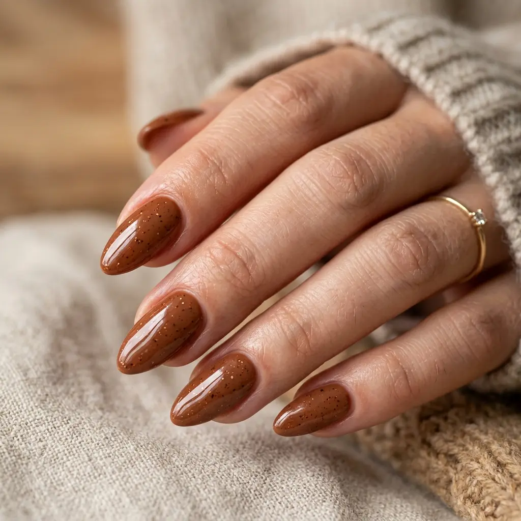 18 Fall Nail Art Ideas That Will Upgrade Your Manicure Instantly 13 Cinnamon Speckled Nails