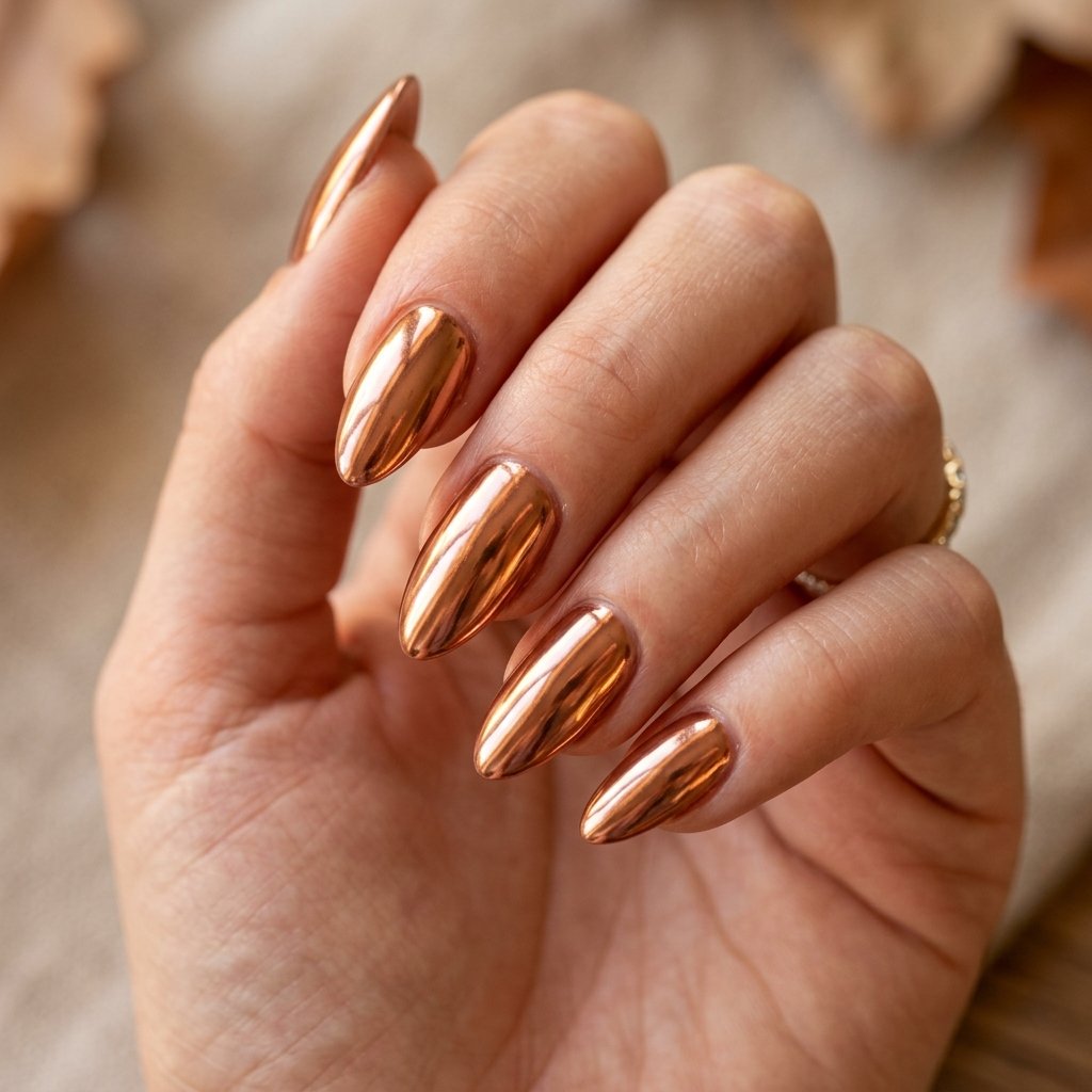 21 Fall Nail Designs You'll Want to Copy This Season 7 Copper Chrome Nails