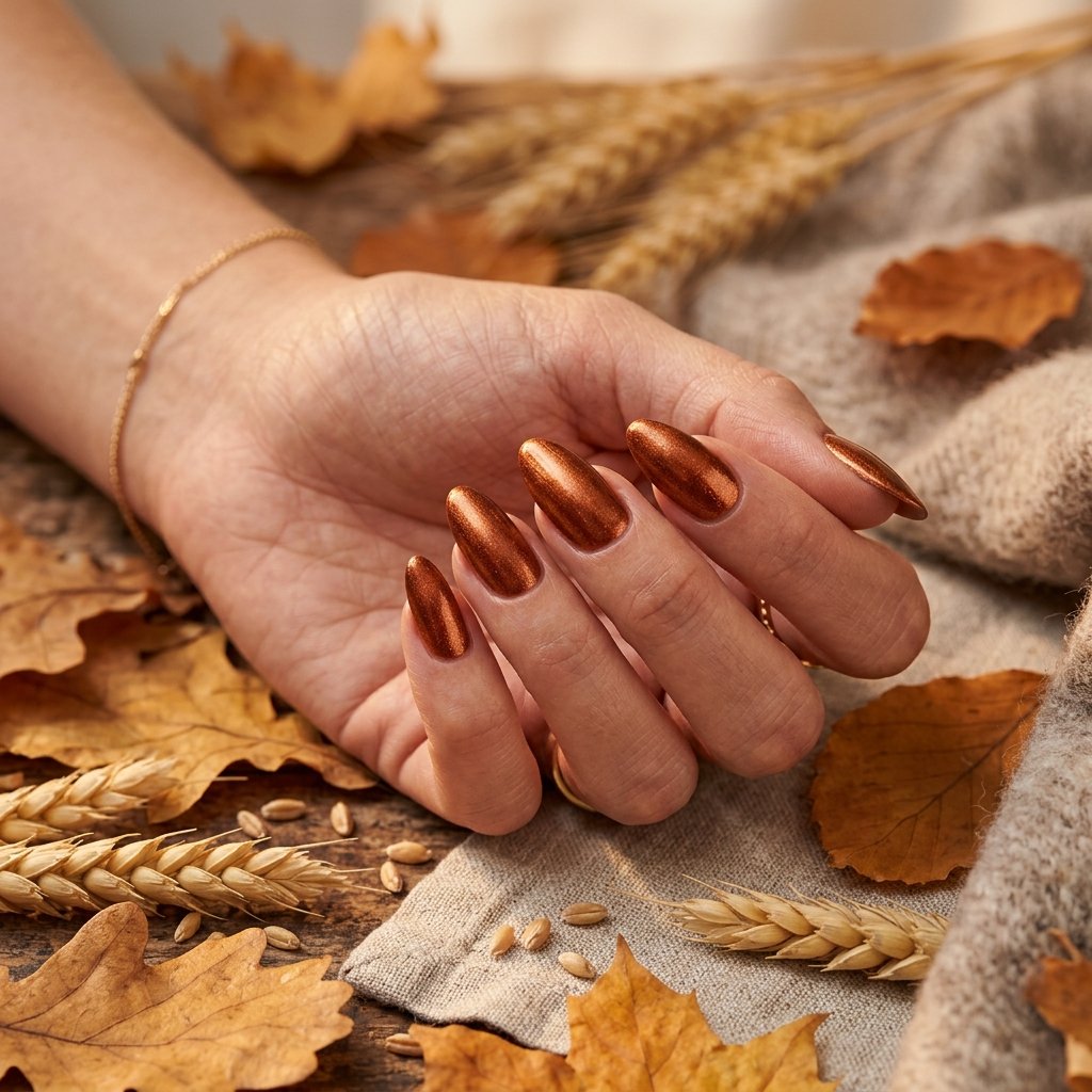 20 Fall Nail Trends Everyone Will Be Copying This Season 13 Copper Metallic Shine