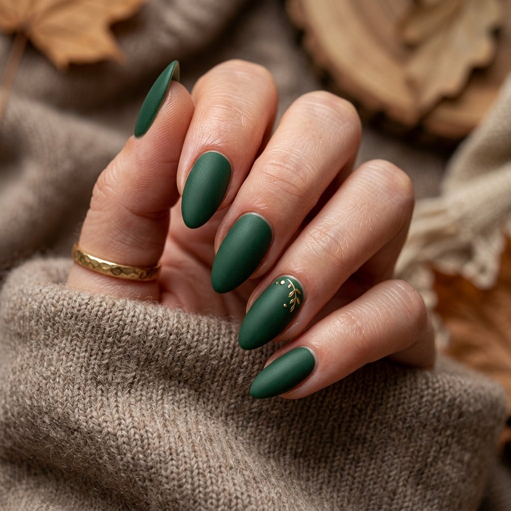 21 Fall Nail Designs You'll Want to Copy This Season 6 Matte Forest Green Nails