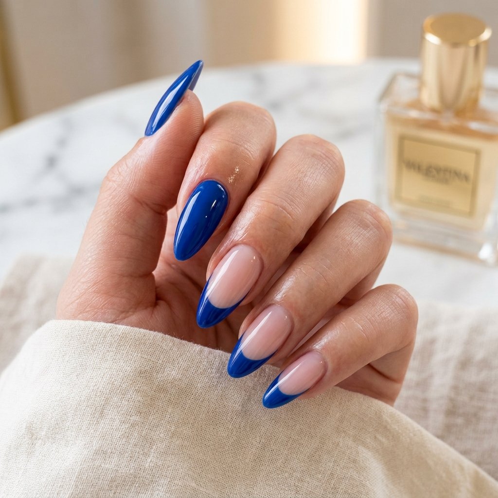 25 Blue Acrylic Nails Ideas That Look Bold and Beautiful 20 Cobalt Blue French Acrylic Nails