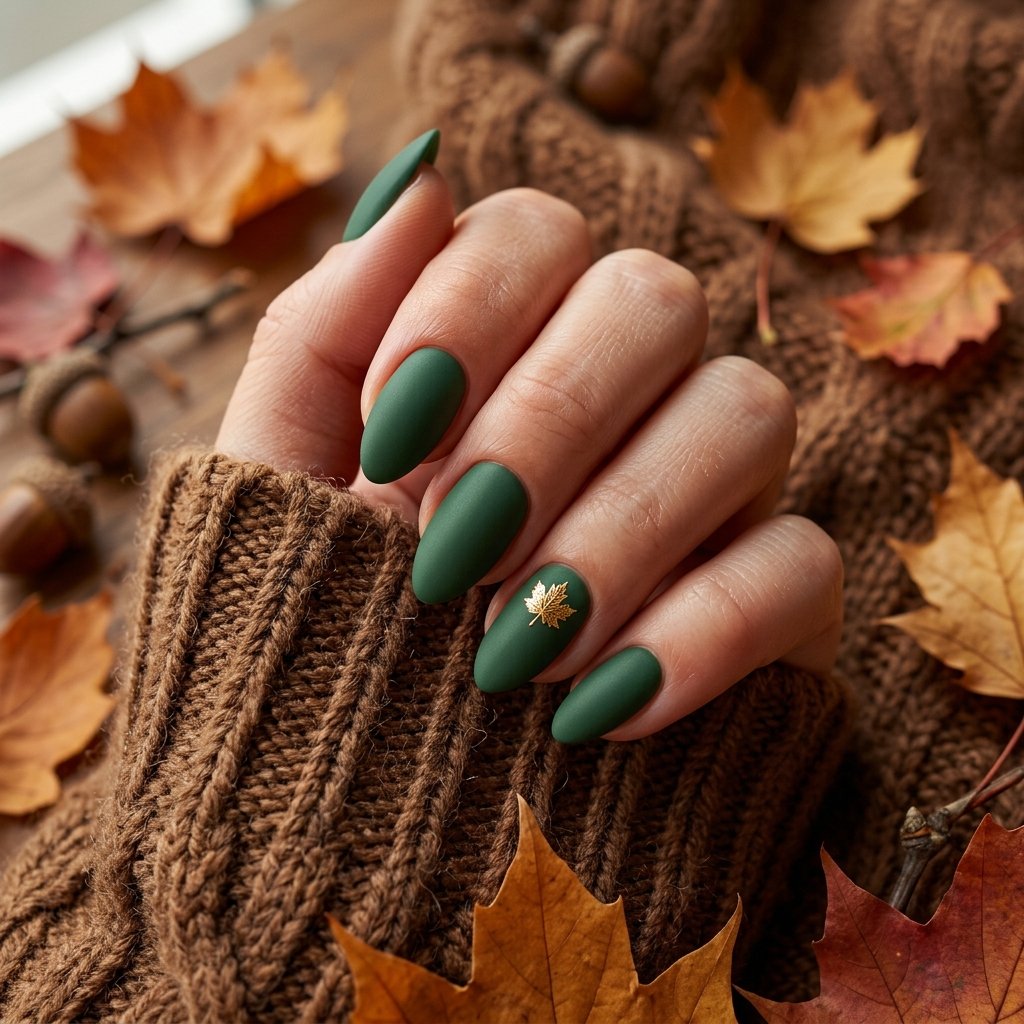 23 Fall Nails Ideas for Autumn You'll Be Obsessed With This Year 6 Matte Forest Green Nails