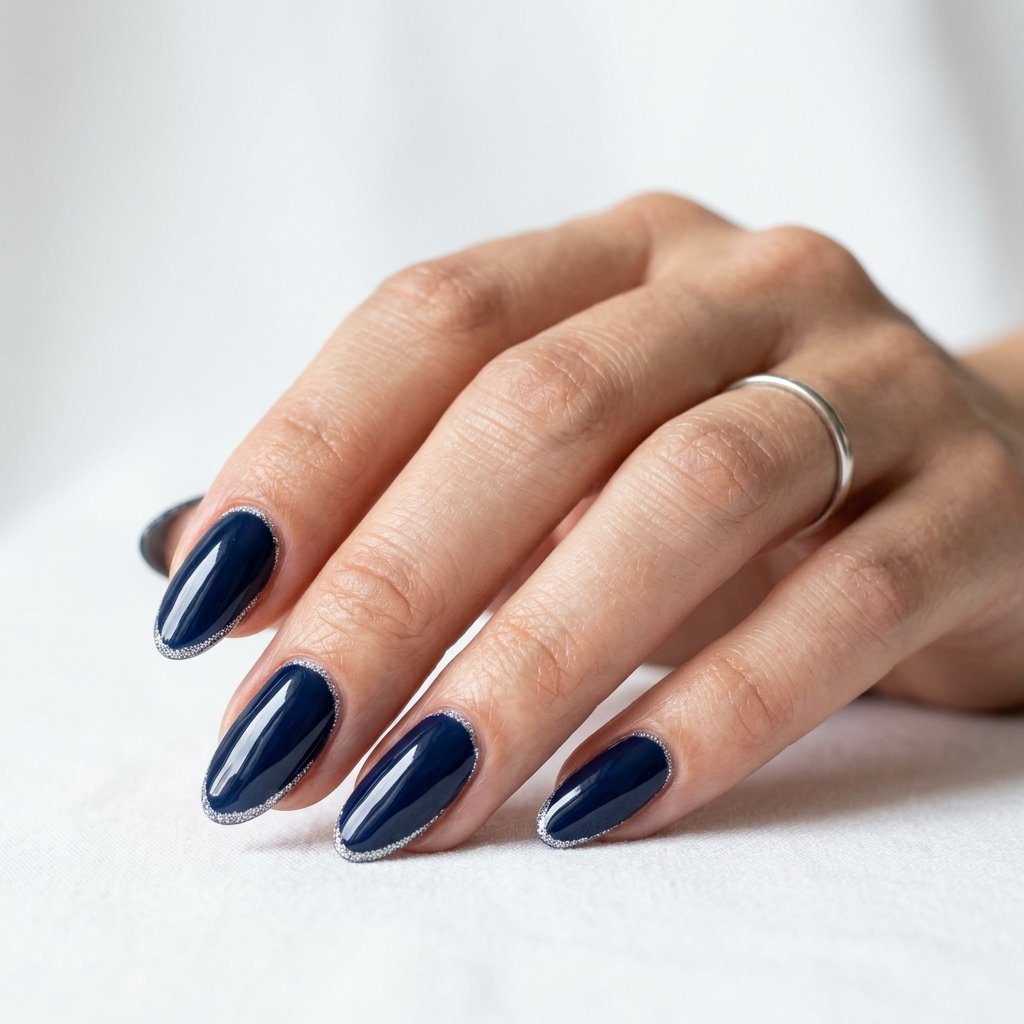 20 Blue Nails 2026 Trends You’ll Want to Copy This Year 11 Navy Glitter Outline Nails
