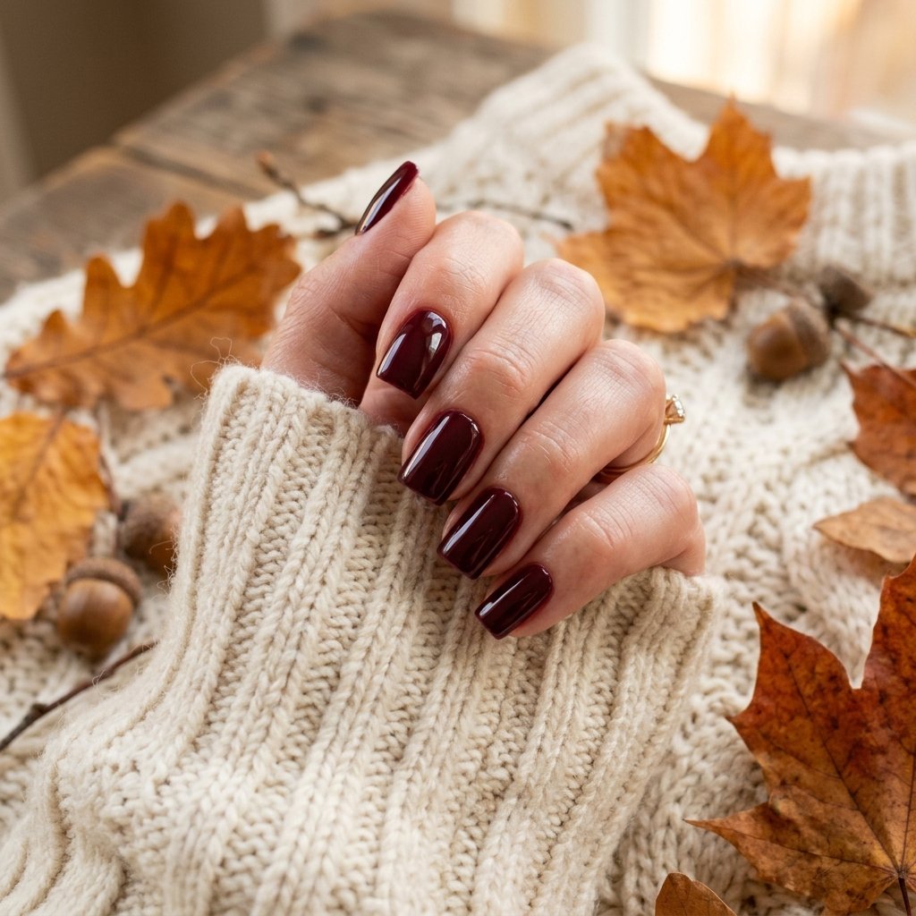 23 Fall Nails Ideas for Autumn You'll Be Obsessed With This Year 8 Burgundy Gloss Nails