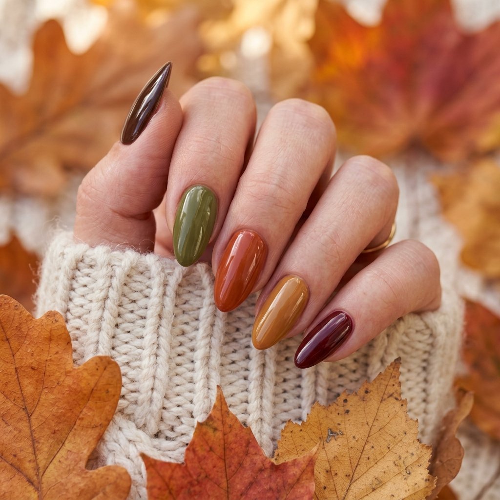 23 Fall Nails Ideas for Autumn You'll Be Obsessed With This Year 22 Mixed Autumn Color Palette