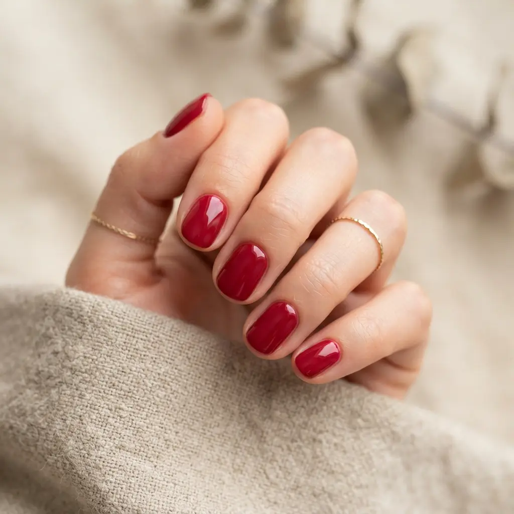 16 Short Fall Nails That Prove Simple Can Look Stunning 10 Cranberry Red Nails
