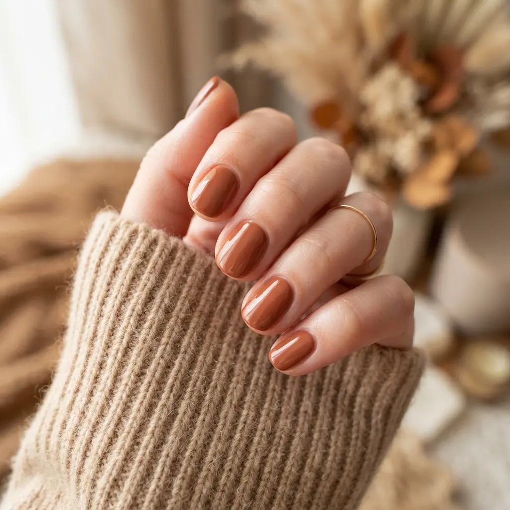 16 Short Fall Nails That Prove Simple Can Look Stunning 16 Terracotta Autumn Nails