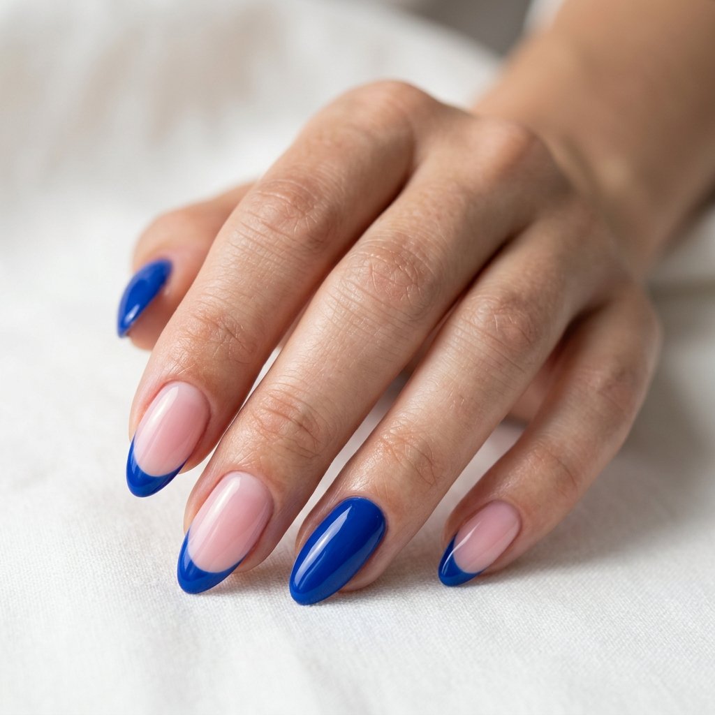 21 Blue Nails for Summer Ideas That Feel Fresh and Beautiful 20 Cobalt Blue French Nails