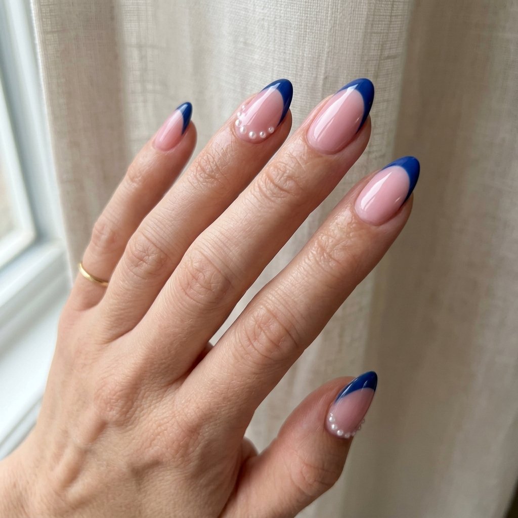 20 Blue Nails 2026 Trends You’ll Want to Copy This Year 9 Blue French Tips with Pearls