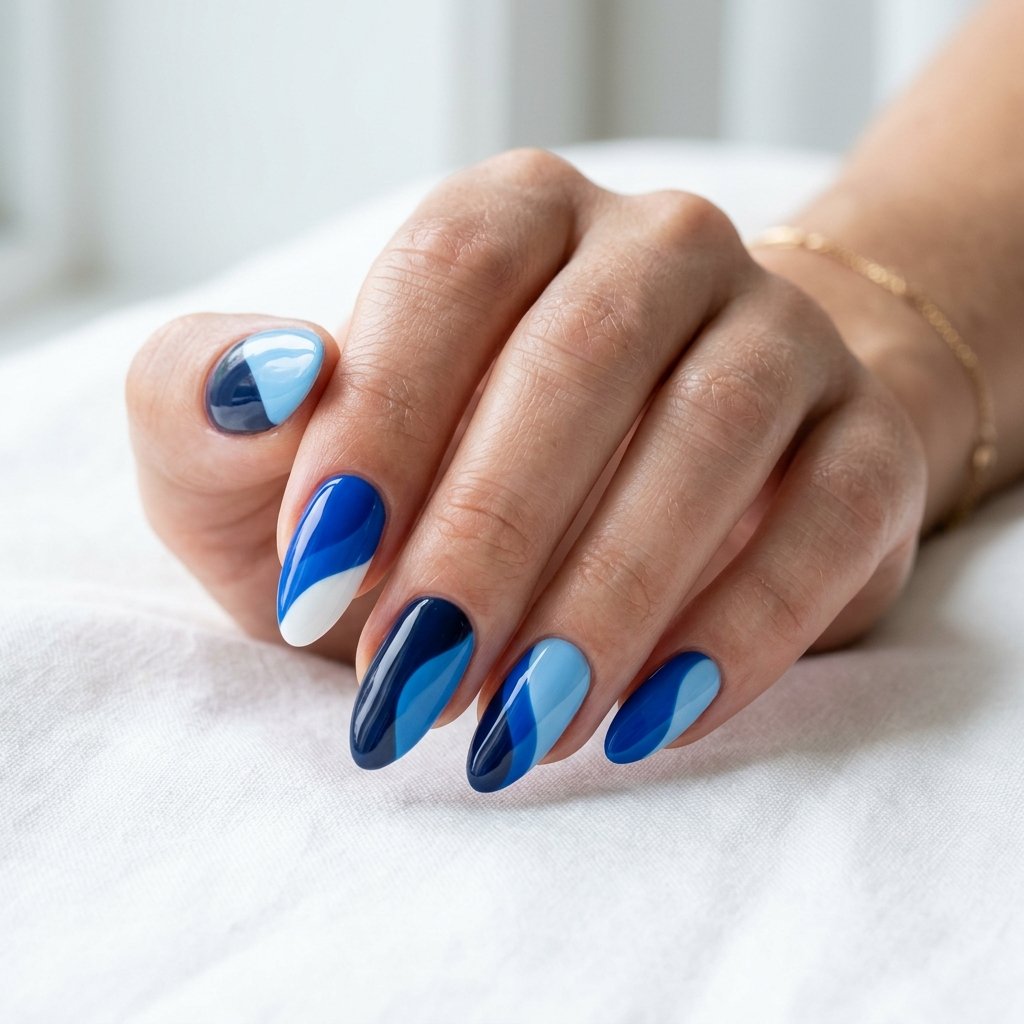 21 Blue Nails for Summer Ideas That Feel Fresh and Beautiful 17 Blue Color Block Nails