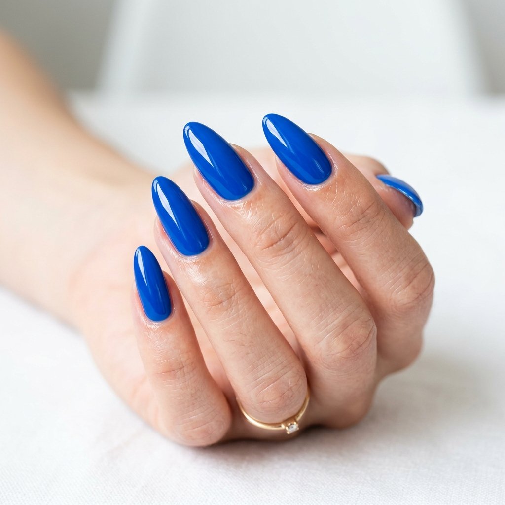 25 Blue Acrylic Nails Ideas That Look Bold and Beautiful 22 Bright Blue Glossy Acrylic Nails
