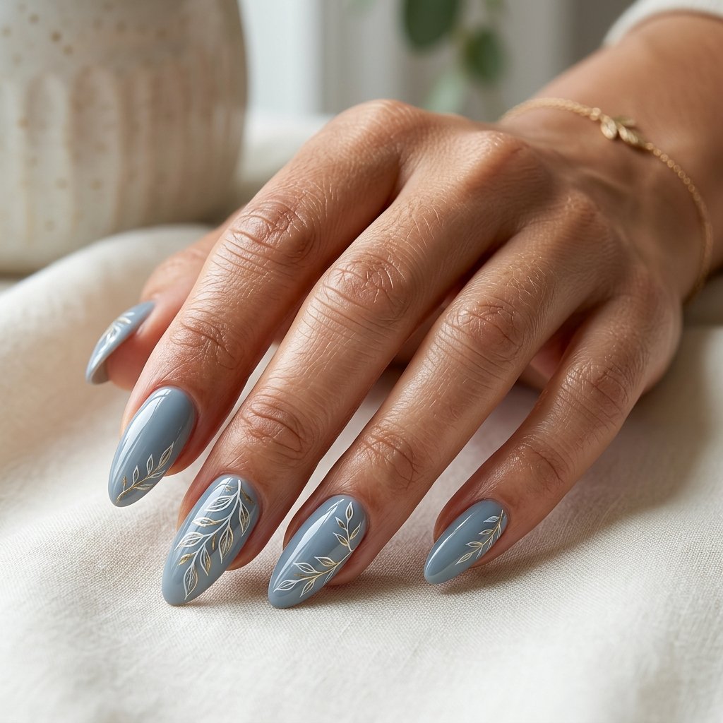 25 Blue Acrylic Nails Ideas That Look Bold and Beautiful 25 Blue Botanical Acrylic Nails