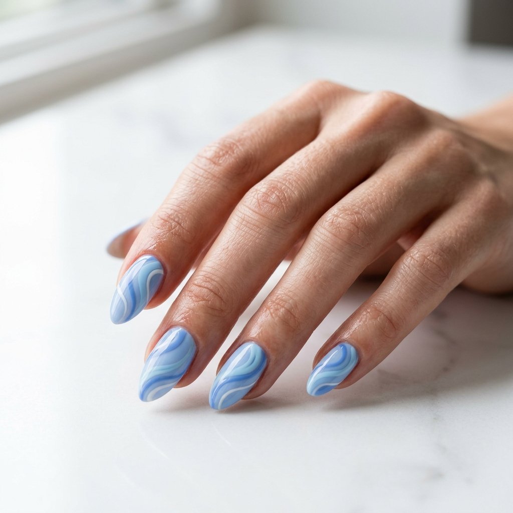 20 Blue Nails 2026 Trends You’ll Want to Copy This Year 5 Soft Blue Swirl Nails