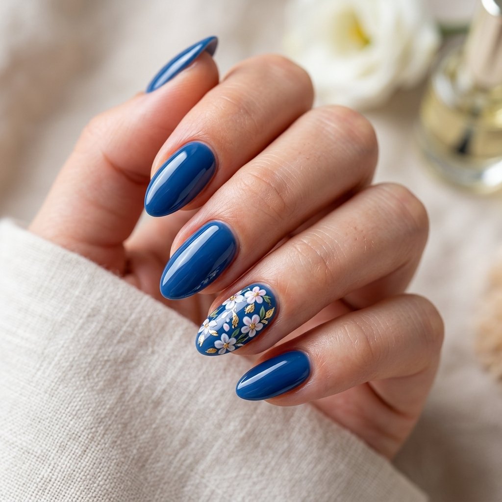 20 Blue Nails 2026 Trends You’ll Want to Copy This Year 12 Blue Floral Accent Nails