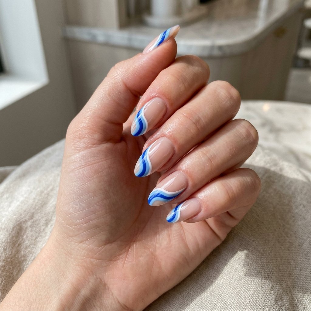 20 Blue Nails 2026 Trends You’ll Want to Copy This Year 19 Wavy Blue French Tips