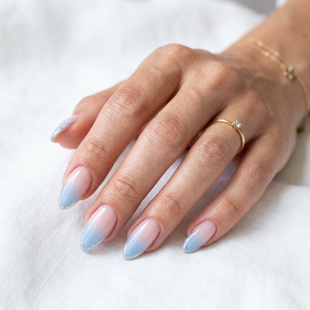21 Blue Nails for Summer Ideas That Feel Fresh and Beautiful 15 Blue Ombre French Tips