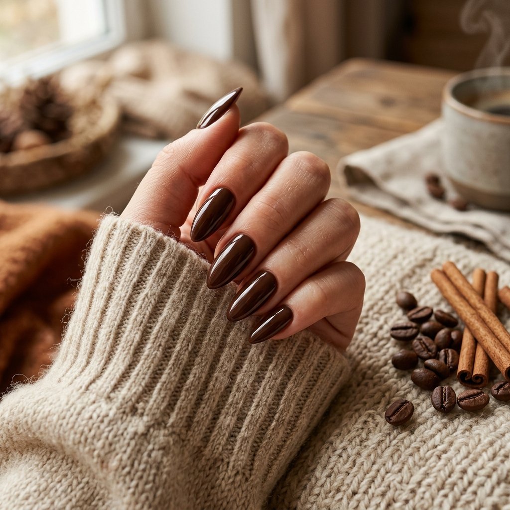 23 Fall Nails Ideas for Autumn You'll Be Obsessed With This Year 5 Chocolate Almond Nails