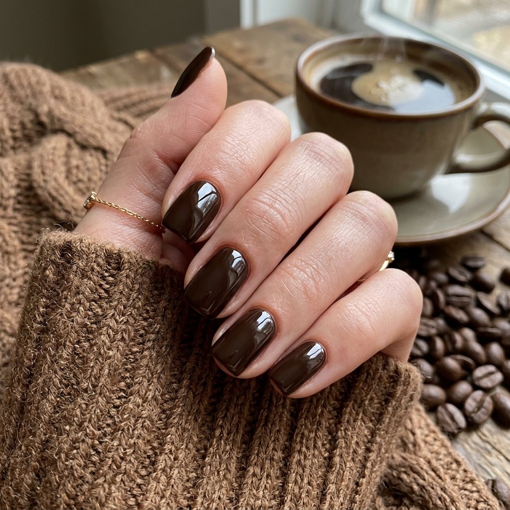 23 Fall Nails Ideas for Autumn You'll Be Obsessed With This Year 13 Espresso Square Nails