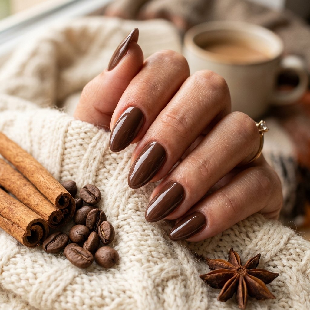 17 Fall Nail Colors That Will Make Your Manicure Look Expensive 3 Chocolate Brown