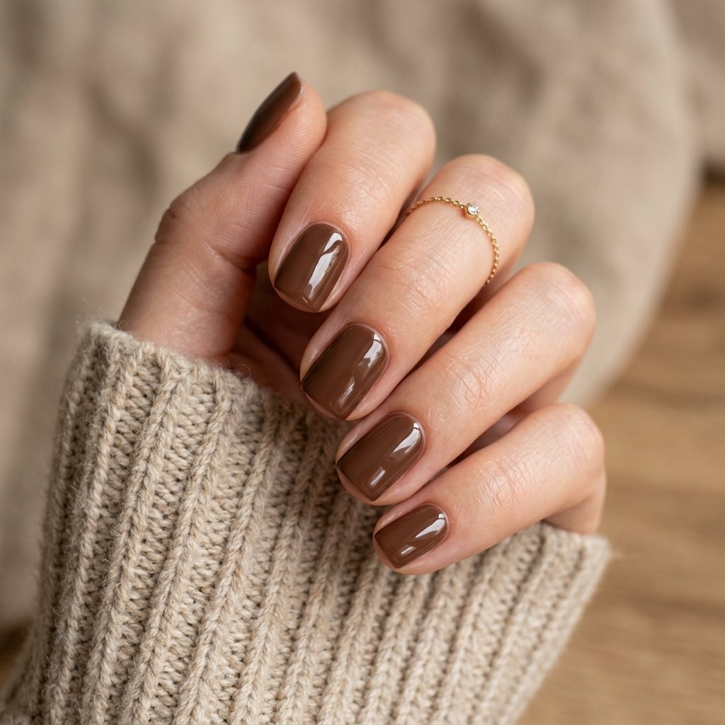 16 Short Fall Nails That Prove Simple Can Look Stunning 3 Chocolate Brown Square Nails