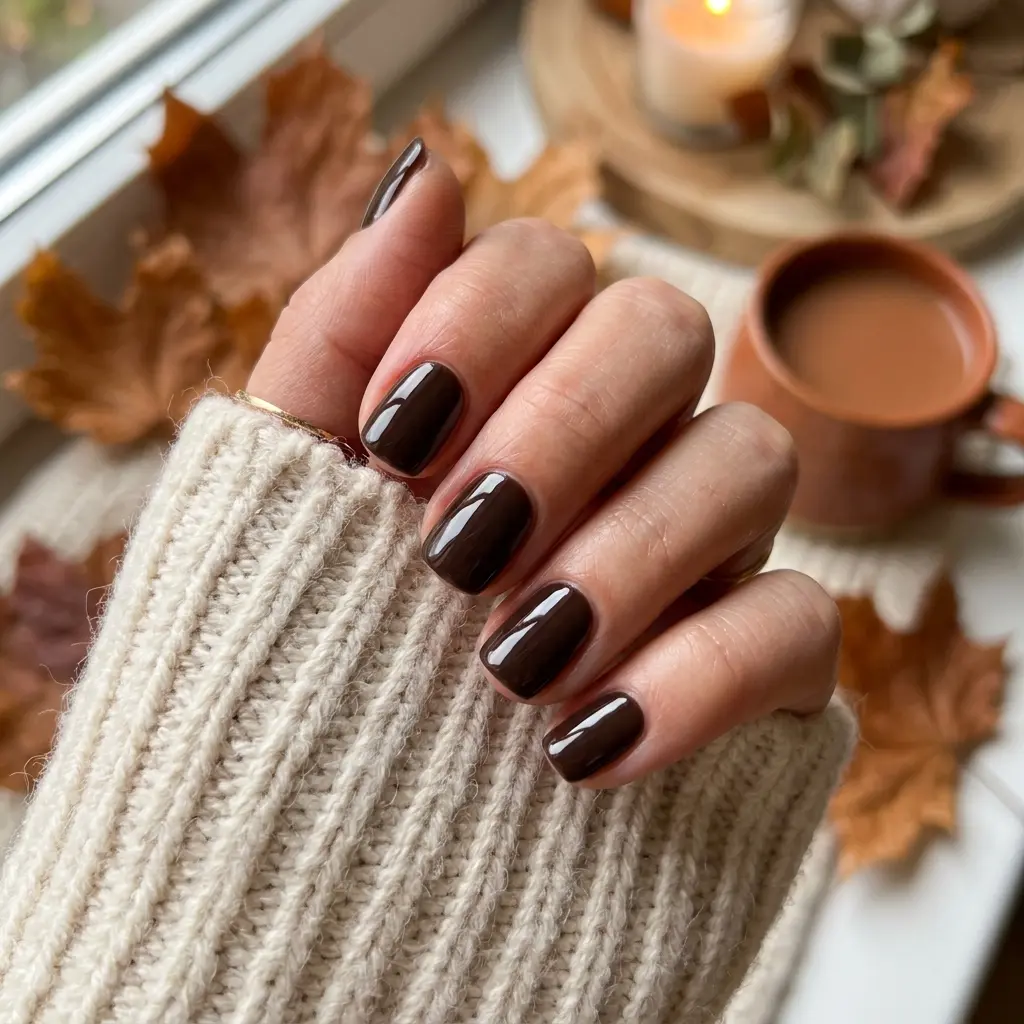 16 Short Fall Nails That Prove Simple Can Look Stunning 7 Espresso Brown Short Nails