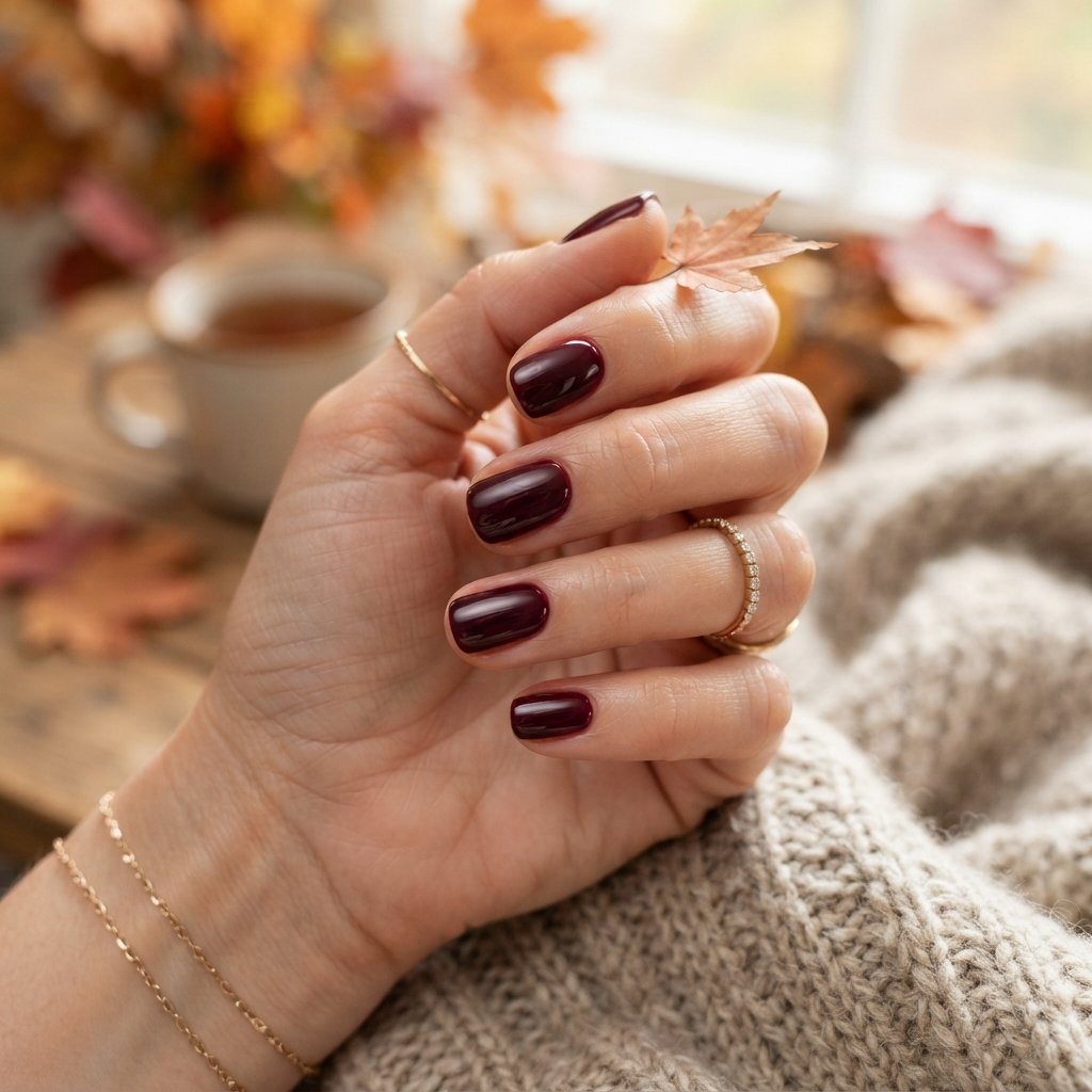 16 Short Fall Nails That Prove Simple Can Look Stunning 13 Dark Cherry Gloss