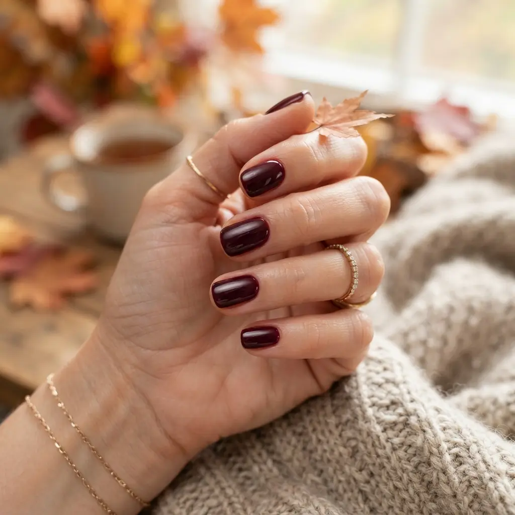16 Short Fall Nails That Prove Simple Can Look Stunning 13 Dark Cherry Gloss