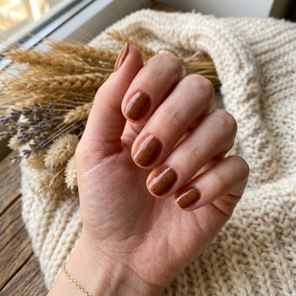 23 Fall Nails Ideas for Autumn You'll Be Obsessed With This Year 23 Cinnamon Speckled Nails
