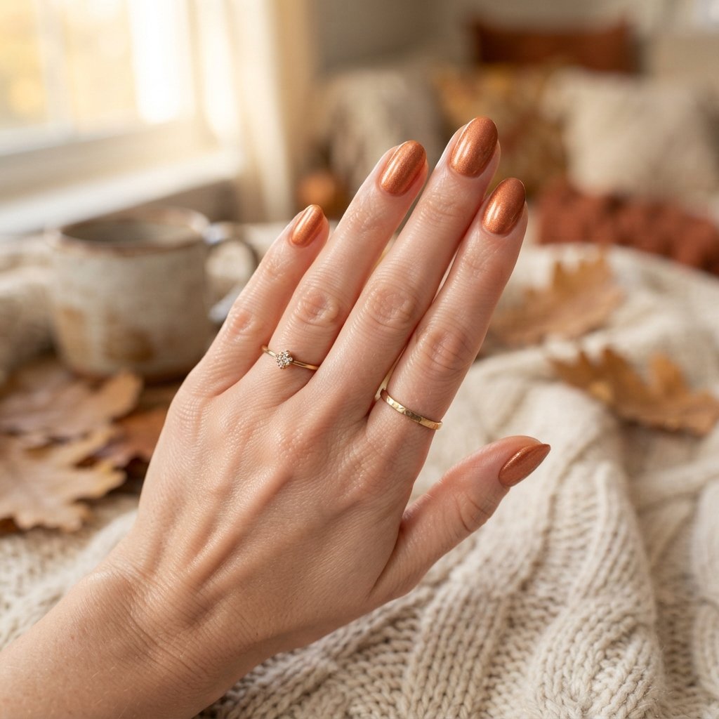 16 Short Fall Nails That Prove Simple Can Look Stunning 12 Copper Shimmer Nails