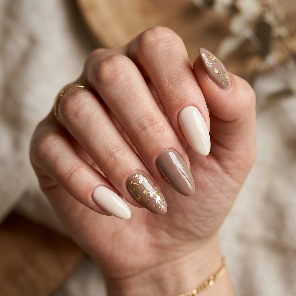 21 Fall Nail Designs You'll Want to Copy This Season 10 Golden Leaf Accent Nails