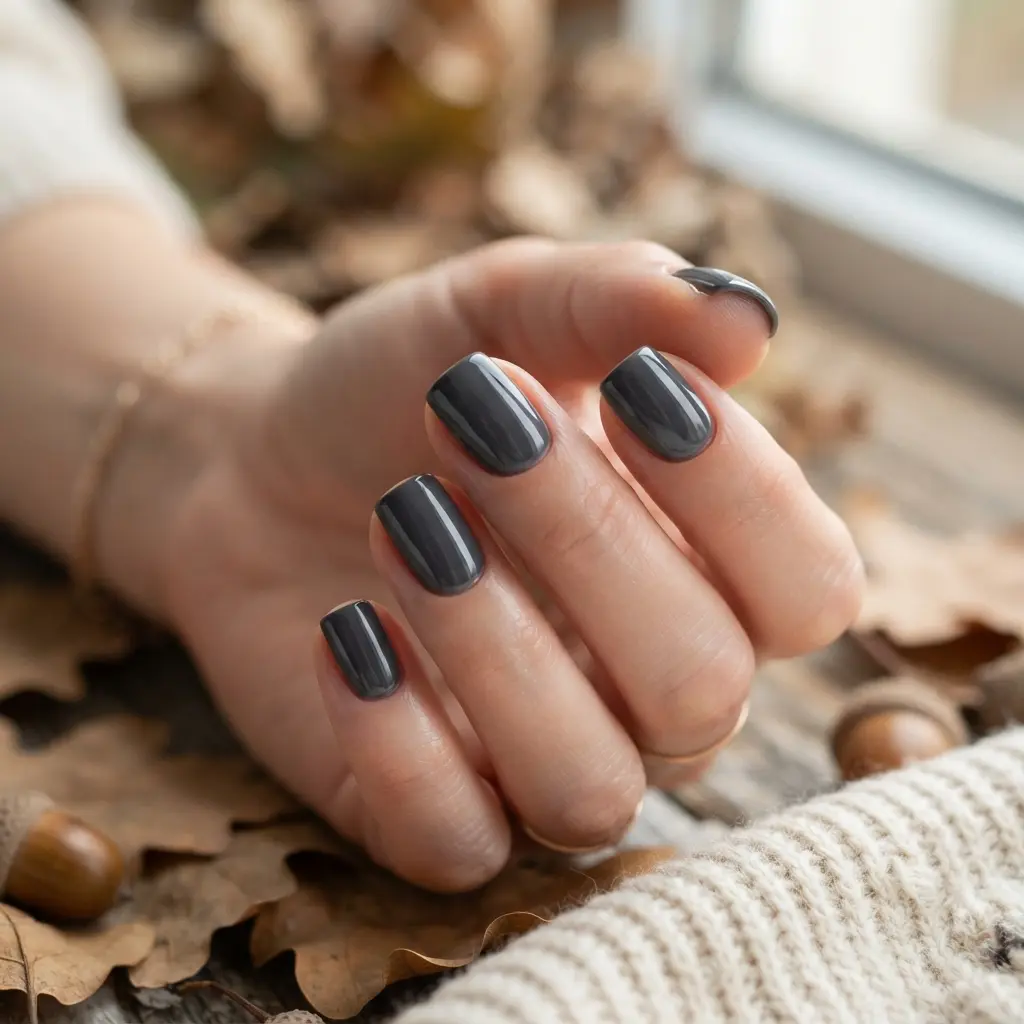 16 Short Fall Nails That Prove Simple Can Look Stunning 11 Charcoal Gray Manicure