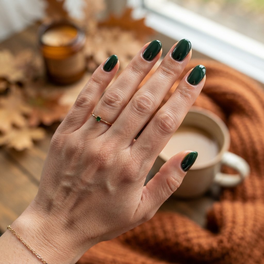 16 Short Fall Nails That Prove Simple Can Look Stunning 9 Forest Green Gloss
