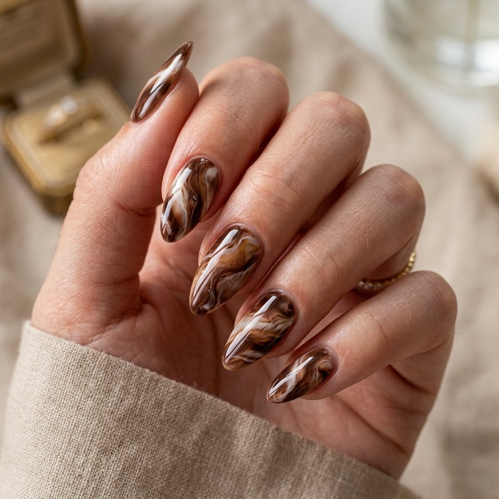 21 Fall Nail Designs You'll Want to Copy This Season 20 Brown Marble Nails