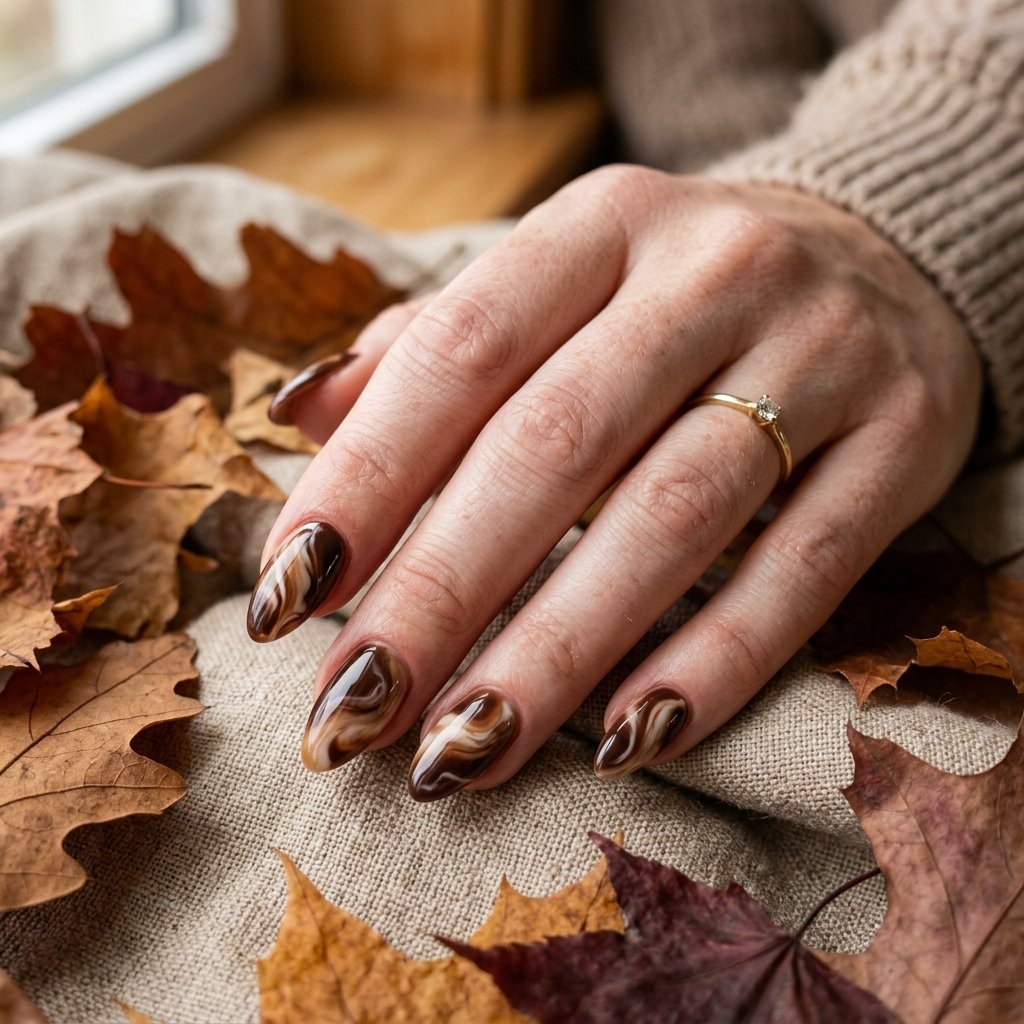 23 Fall Nails Ideas for Autumn You'll Be Obsessed With This Year 20 Brown Marble Nails