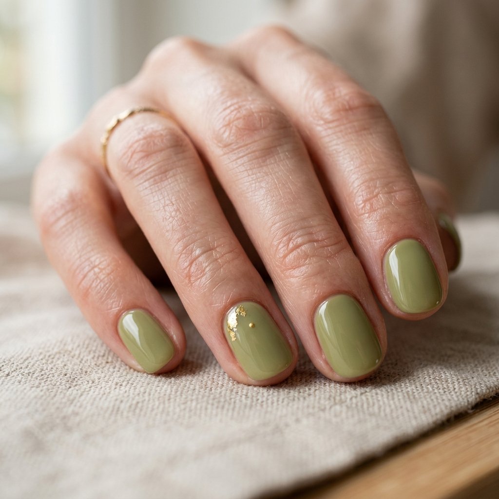 21 Fall Nail Designs You'll Want to Copy This Season 3 Olive Green Minimal Nails