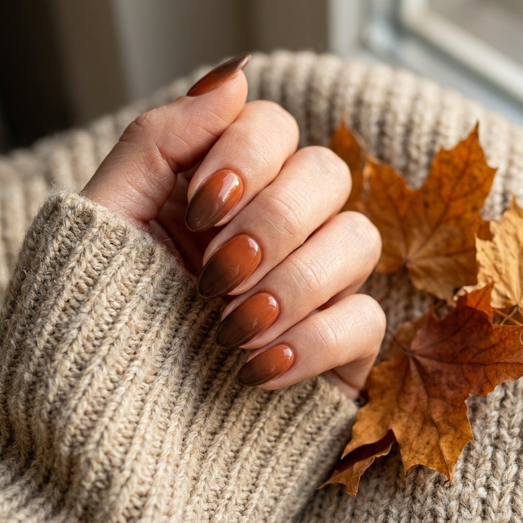 23 Fall Nails Ideas for Autumn You'll Be Obsessed With This Year 12 Rust Ombre Blend