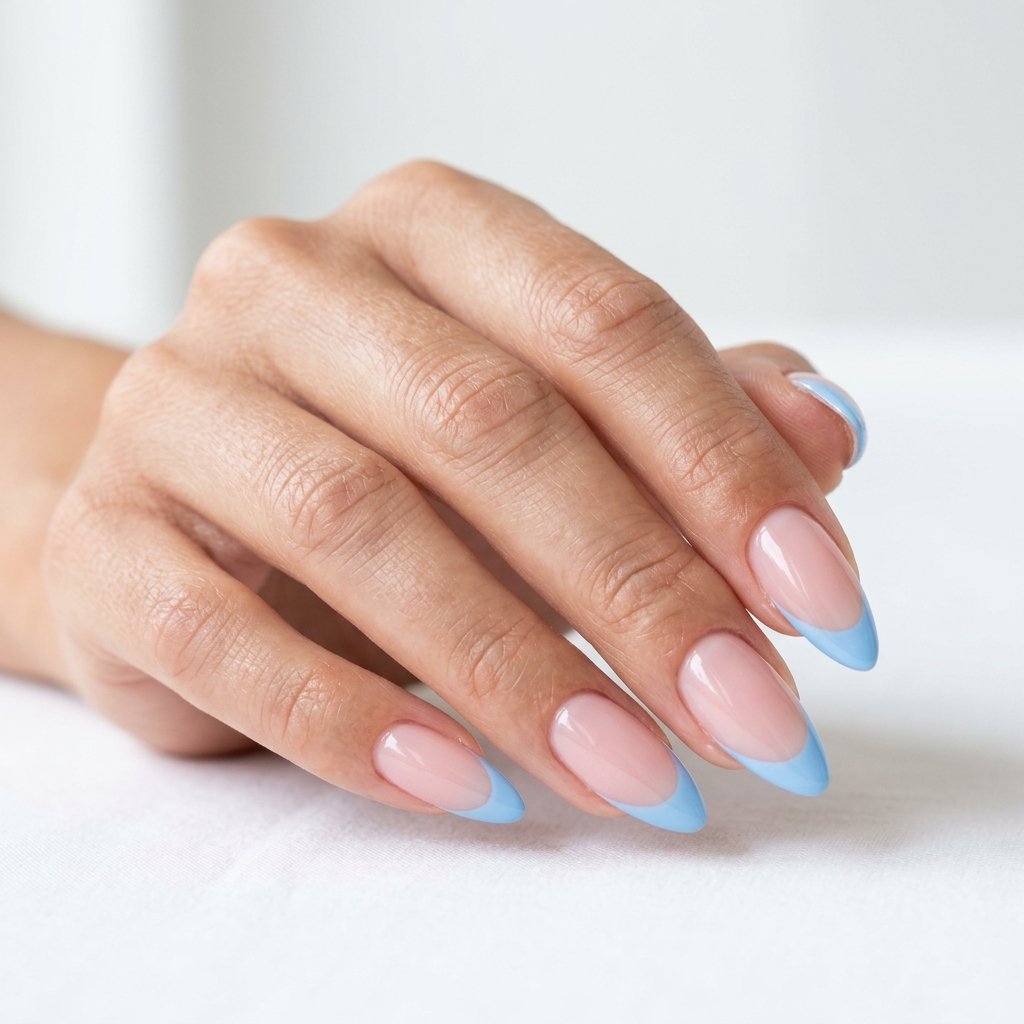 25 Blue Acrylic Nails Ideas That Look Bold and Beautiful 18 Baby Blue French Acrylic Nails