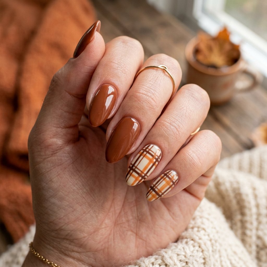 18 Fall Nail Art Ideas That Will Upgrade Your Manicure Instantly 8 Plaid Inspired Nails