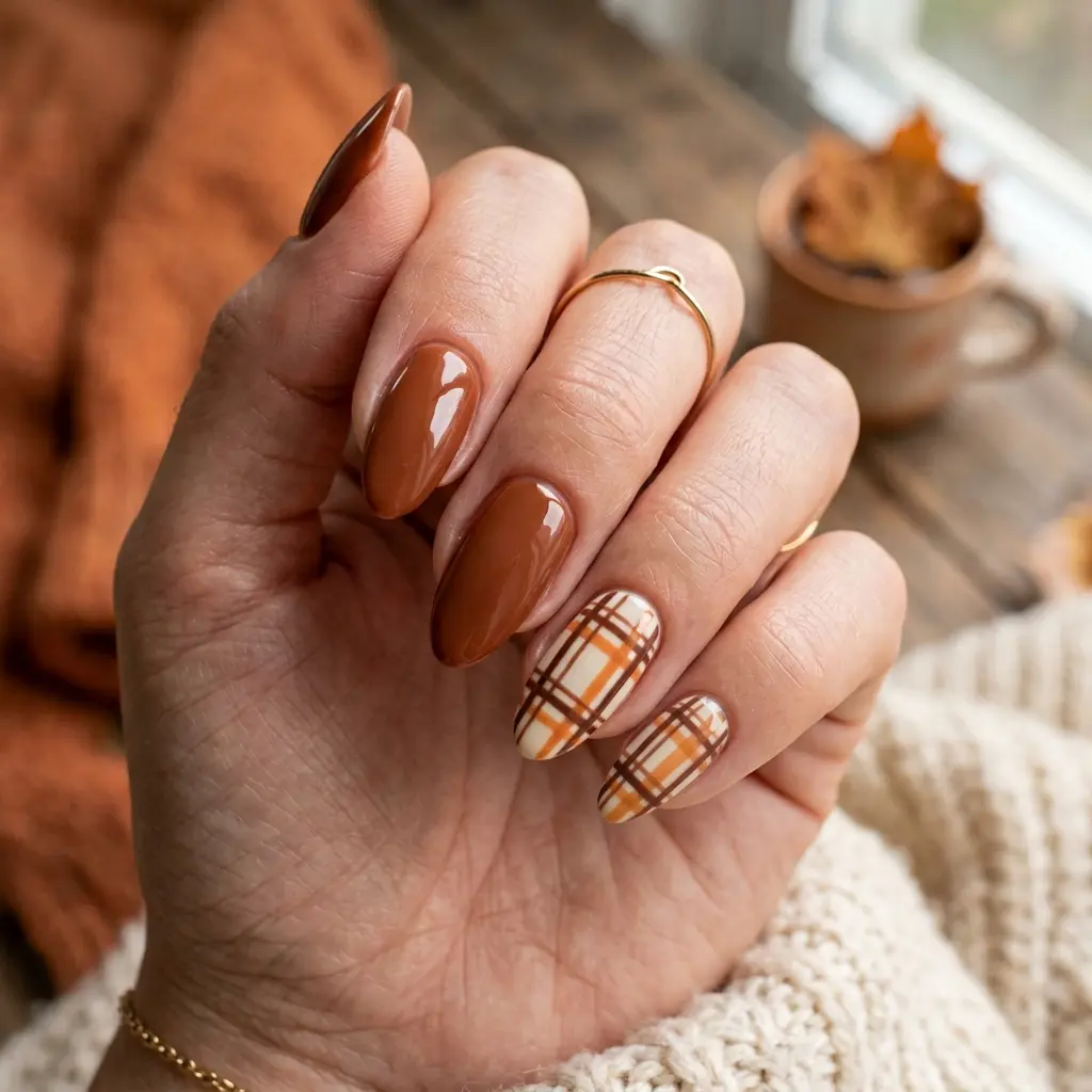 18 Fall Nail Art Ideas That Will Upgrade Your Manicure Instantly 8 Plaid Inspired Nails