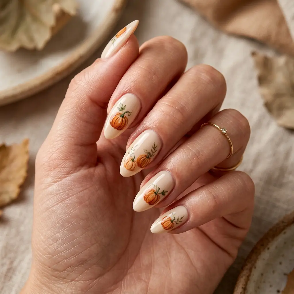 18 Fall Nail Art Ideas That Will Upgrade Your Manicure Instantly 15 Pumpkin Pattern Nails