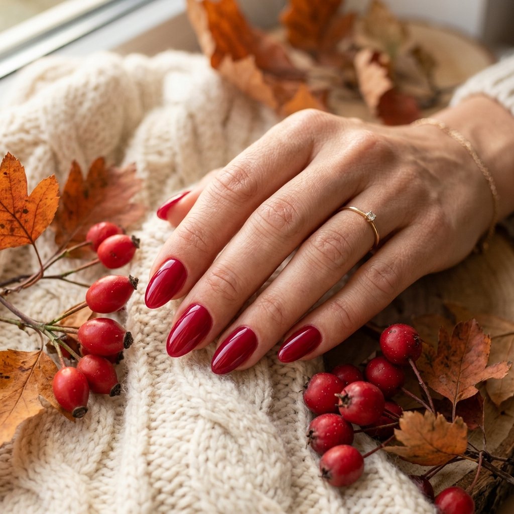 17 Fall Nail Colors That Will Make Your Manicure Look Expensive 16 Cranberry Red