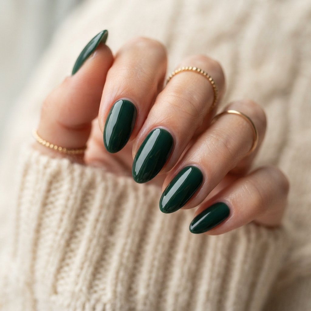 23 Simple Fall Nail Designs That Look Effortlessly Chic 8 Forest Green Nails