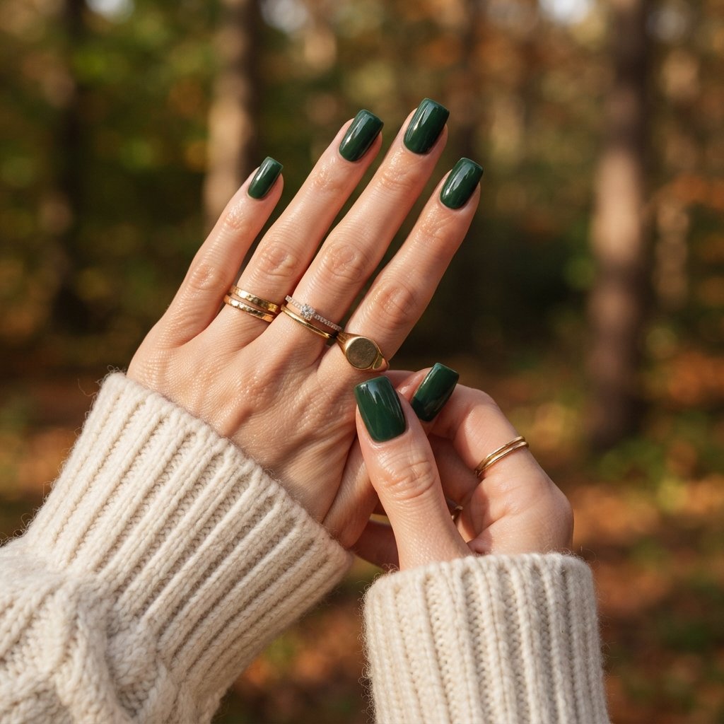 Forest Green Square Nails