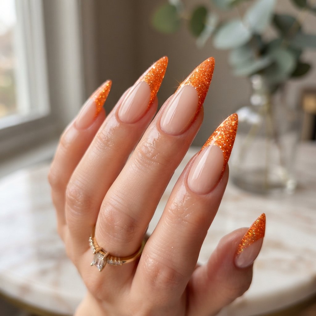 Glitter Orange Tips